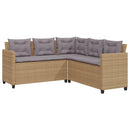 havesofa med bord og hynder L-formet polyrattan beige