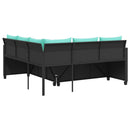 havesofa med bord og hynder L-formet sort polyrattan