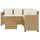 havesofa med bord og hynder L-formet polyrattan beige