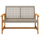 havebænk 112 cm polyrattan og akacietræ grå