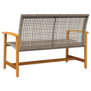 havebænk 112 cm polyrattan og akacietræ grå