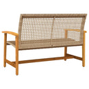 havebænk 112 cm polyrattan og akacietræ beige