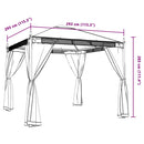 pavillon 2,93x2,93 m meshvægge stål cremefarvet
