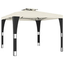 pavillon med dobbelt tag 2,98x2,98 m stål cremefarvet
