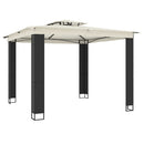 pavillon med dobbelt tag 2,94x2,94 m stål cremefarvet