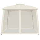 pavillon 2,93x2,93 m dobbelt tag + meshvægge stål cremefarvet