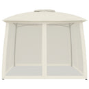 pavillon 2,93x2,93 m dobbelt tag + meshvægge stål cremefarvet