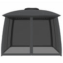 pavillon 2,93x2,93 m dobbelt tag + meshvægge stål antracitgrå