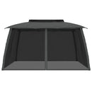 pavillon 3,93x2,93 m dobbelt tag + meshvægge stål antracitgrå