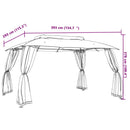 pavillon 3,93x2,93 m dobbelt tag + meshvægge stål antracitgrå