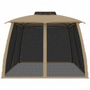 pavillon 3,93x2,93 m dobbelt tag + meshvægge stål gråbrun