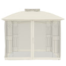 pavillon 2,94x2,94 m dobbelt tag + meshvægge stål cremefarvet