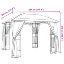 pavillon 2,94x2,94 m dobbelt tag + meshvægge stål gråbrun