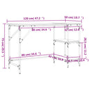 skrivebord 120x50x75 cm metal og konstrueret træ egetræsfarvet