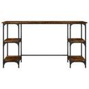 skrivebord 140x50x75 cm metal og konstrueret træ røget eg