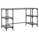 skrivebord 140x50x75 cm metal og konstrueret træ grå sonoma-eg