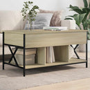 sofabord 100x55x50 cm konstrueret træ og metal sonoma-eg