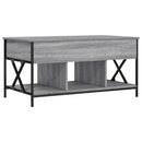sofabord 100x55x50 cm konstrueret træ og metal grå sonoma-eg