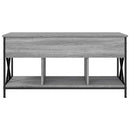 sofabord 100x55x50 cm konstrueret træ og metal grå sonoma-eg