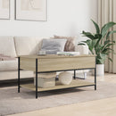 Sofabord 100x50x50 cm konstrueret træ og metal sonoma-eg