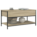sofabord 100x50x50 cm konstrueret træ og metal sonoma-eg