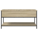 Sofabord 100x50x50 cm konstrueret træ og metal sonoma-eg