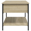 Sofabord 100x50x50 cm konstrueret træ og metal sonoma-eg