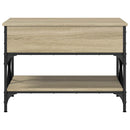 sofabord 70x50x50 cm konstrueret træ og metal sonoma-eg