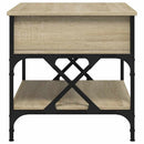sofabord 70x50x50 cm konstrueret træ og metal sonoma-eg