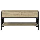 sofabord 100x50x50 cm konstrueret træ og metal sonoma-eg