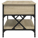 sofabord 100x50x50 cm konstrueret træ og metal sonoma-eg