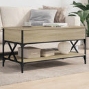 sofabord 100x50x50 cm konstrueret træ og metal sonoma-eg