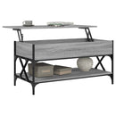 sofabord 100x50x50 cm konstrueret træ og metal grå sonoma-eg