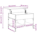 sofabord 70x50x50 cm konstrueret træ og metal brunt eg