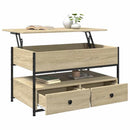 sofabord 85x50x50 cm konstrueret træ og metal sonoma-eg