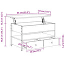 sofabord 85x50x50 cm konstrueret træ og metal sonoma-eg