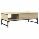 sofabord 100x50x35 cm konstrueret træ og metal sonoma-eg
