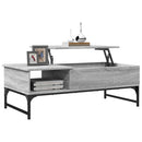 sofabord 100x50x35 cm konstrueret træ og metal grå sonoma-eg