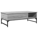sofabord 100x50x35 cm konstrueret træ og metal grå sonoma-eg