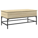 sofabord 100x50x45 cm konstrueret træ og metal sonoma-eg