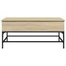 sofabord 100x50x45 cm konstrueret træ og metal sonoma-eg