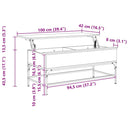 sofabord 100x50x45 cm konstrueret træ og metal sonoma-eg