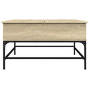 sofabord 80x80x45 cm konstrueret træ og metal sonoma-eg