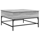 sofabord 80x80x45 cm konstrueret træ og metal grå sonoma-eg
