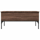 sofabord 100x50x45 cm konstrueret træ og metal brunt egetræ