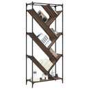 bogreol 79x30x180 cm konstrueret træ og metal brunt eg