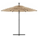 haveparasol med LED-lys og stålstang 290x290x238 cm brun