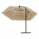 haveparasol med LED-lys og stålstang 290x290x238 cm brun