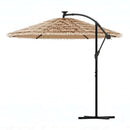 haveparasol med LED-lys og stålstang 290x290x238 cm brun