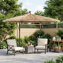 haveparasol med LED-lys og stålstang 290x290x238 cm brun